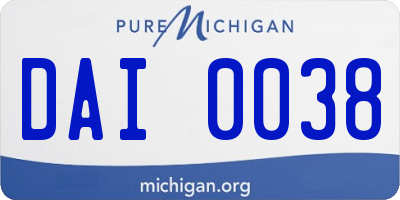 MI license plate DAI0038