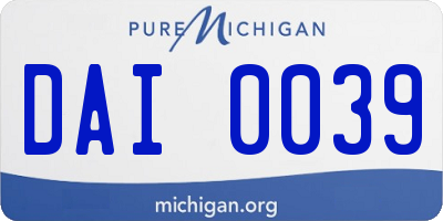 MI license plate DAI0039