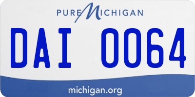 MI license plate DAI0064