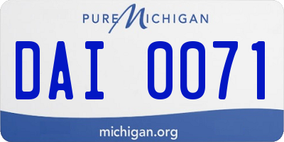 MI license plate DAI0071