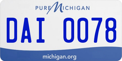 MI license plate DAI0078