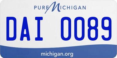 MI license plate DAI0089