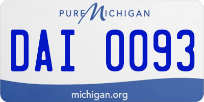 MI license plate DAI0093