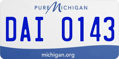 MI license plate DAI0143