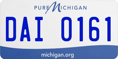 MI license plate DAI0161