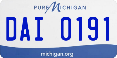 MI license plate DAI0191