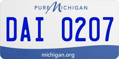 MI license plate DAI0207