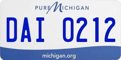 MI license plate DAI0212