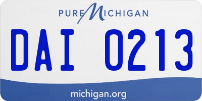 MI license plate DAI0213