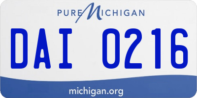 MI license plate DAI0216