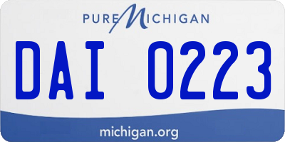 MI license plate DAI0223