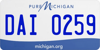 MI license plate DAI0259