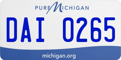 MI license plate DAI0265