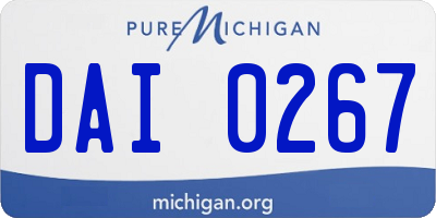 MI license plate DAI0267