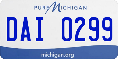 MI license plate DAI0299