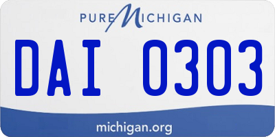 MI license plate DAI0303