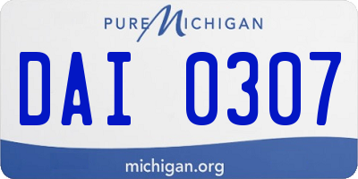 MI license plate DAI0307