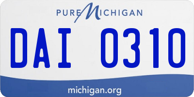 MI license plate DAI0310