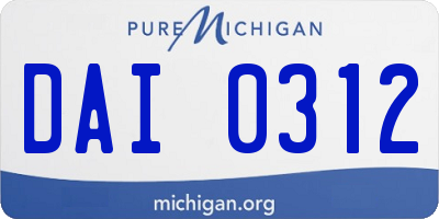 MI license plate DAI0312