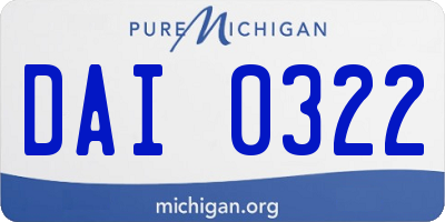 MI license plate DAI0322