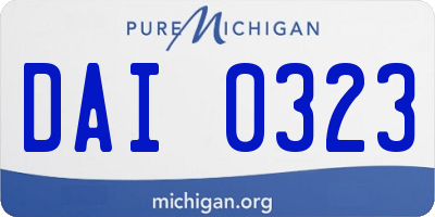 MI license plate DAI0323