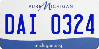 MI license plate DAI0324