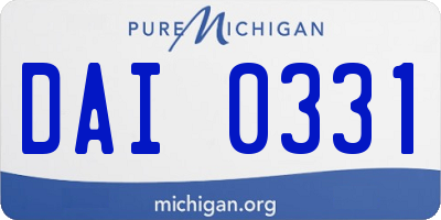 MI license plate DAI0331