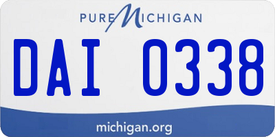 MI license plate DAI0338