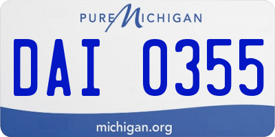 MI license plate DAI0355