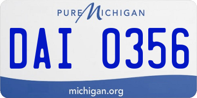 MI license plate DAI0356