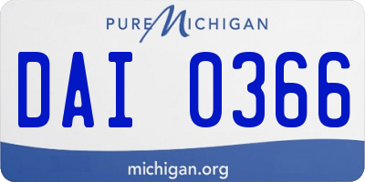 MI license plate DAI0366