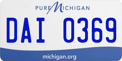 MI license plate DAI0369