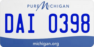 MI license plate DAI0398
