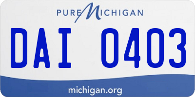 MI license plate DAI0403