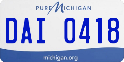 MI license plate DAI0418