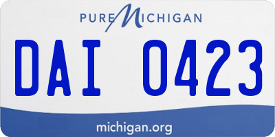 MI license plate DAI0423