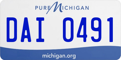 MI license plate DAI0491