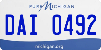 MI license plate DAI0492