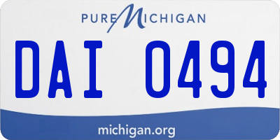 MI license plate DAI0494