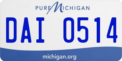 MI license plate DAI0514
