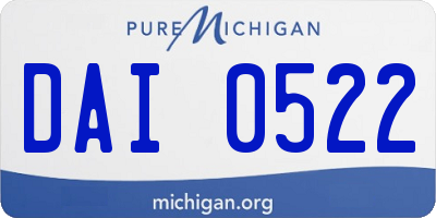 MI license plate DAI0522