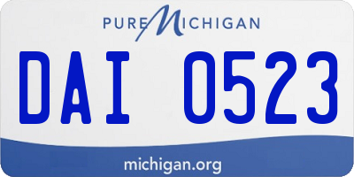 MI license plate DAI0523