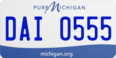 MI license plate DAI0555