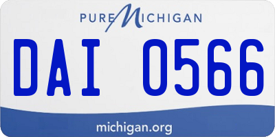 MI license plate DAI0566