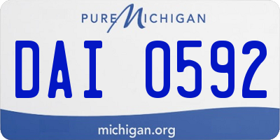 MI license plate DAI0592