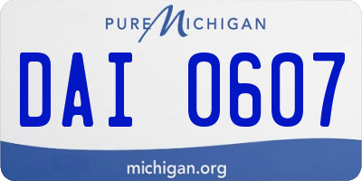 MI license plate DAI0607