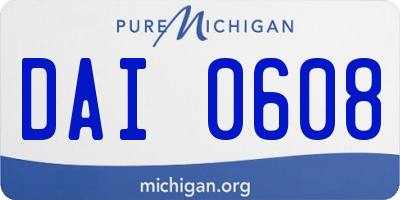 MI license plate DAI0608