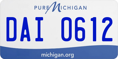 MI license plate DAI0612