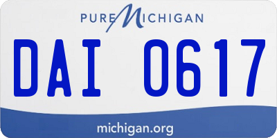 MI license plate DAI0617