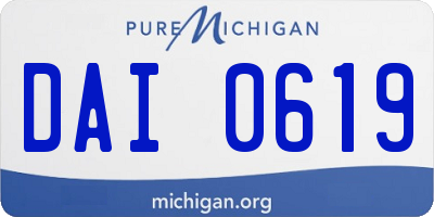MI license plate DAI0619